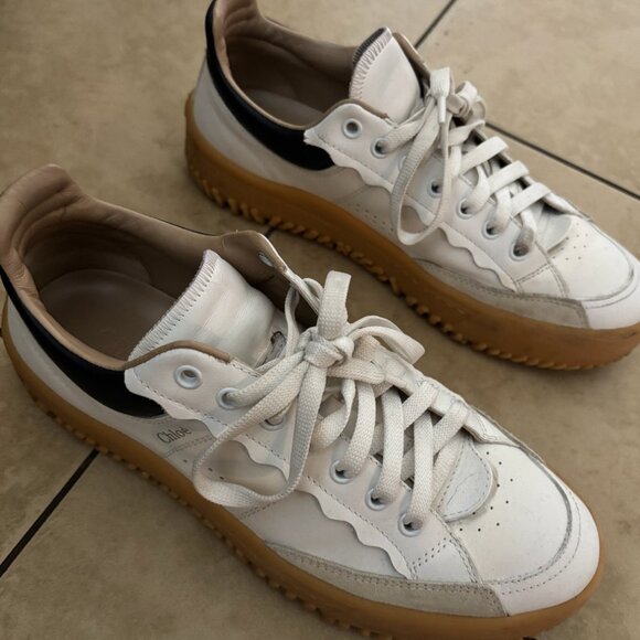 Chloe Franckie gum sole sneakers in white and black - Picture 1 of 9